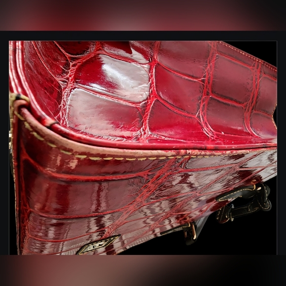 Dooney & Bourke Satchel Oxblood Red Croc Embossed Stachel - Picture 3 of 11